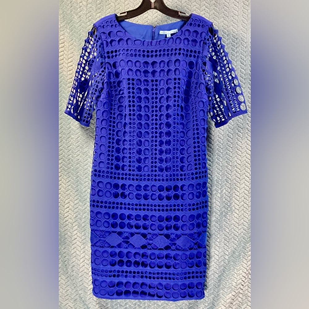 ANTONIO MELANI Blue Cold Shoulder Sheath Dress